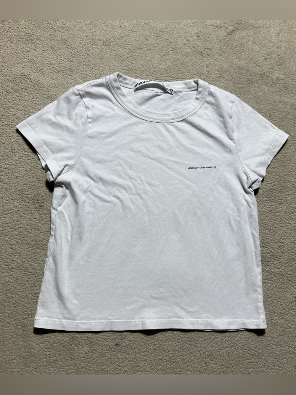 Alexander Wang Top Womens XS/Small White Short Sleeve Cropped Crew Neck Pullover